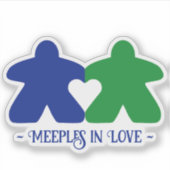 Meeples in Liefde, Blauw & Groen Vinyl Sticker (Voorkant)