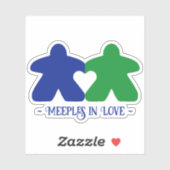 Meeples in Liefde, Blauw & Groen Vinyl Sticker (Vel)