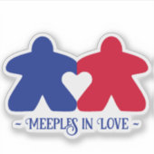 Meeples in Liefde, Blauw & Rood Vinyl Sticker (Voorkant)