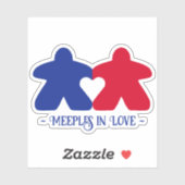 Meeples in Liefde, Blauw & Rood Vinyl Sticker (Vel)
