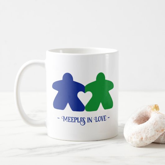 Meeples in Liefde, Blauwe & Groene Mok (Met donut)
