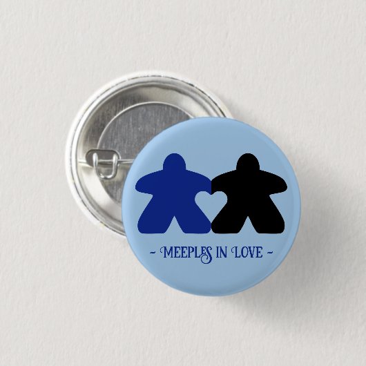 Meeples in Liefde, Blauwe & Zwarte Button (Voorkant /achterkant)
