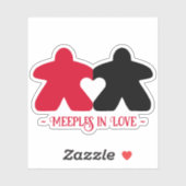 Meeples in Liefde, Rood & Zwart Vinyl Sticker (Vel)