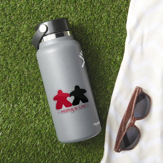 Meeples in Liefde, Rood & Zwart Vinyl Sticker (HydroFlask Insitu)