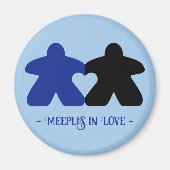Meeples in Love, Blauw & Zwart Magneet (Voorkant)