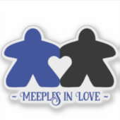 Meeples in Love, Blauw & Zwart Vinyl Sticker (Voorkant)