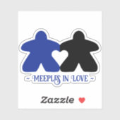 Meeples in Love, Blauw & Zwart Vinyl Sticker (Vel)