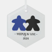 Meeples in Love, Blue & Black Glass Ornament (Voorkant)