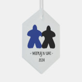 Meeples in Love, Blue & Black Glass Ornament (Voorkant Rechts)