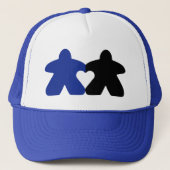 Meeples in Love, Blue & Black Trucker Hat Pet (Voorkant)