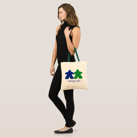 Meeples in Love, Blue & Green Basic Tas (Voorkant (model))