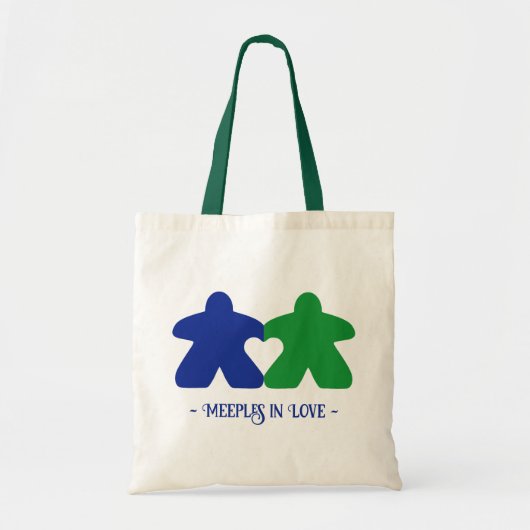 Meeples in Love, Blue & Green Basic Tas (Voorkant)