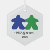 Meeples in Love, Blue & Green Glass Ornament (Voorkant)