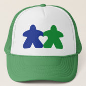 Meeples in Love, Blue & Green Trucker Hat Trucker Pet (Voorkant)