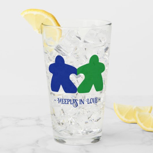 Meeples in Love, Blue & Green Tumbler (Voorkant ijs)