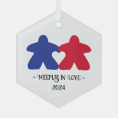 Meeples in Love, Blue & Red Glass Ornament (Voorkant)