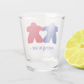 Meeples in Love, Blue & Red Shot Glass Glas (Achterkant)
