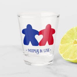 Meeples in Love, Blue & Red Shot Glass Glas