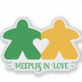 Meeples in Love, Groene & Gele Vinyl Sticker (Voorkant)