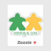 Meeples in Love, Groene & Gele Vinyl Sticker (Vel)