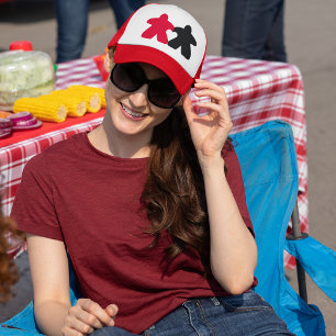 Meeples in Love, Red & Black Trucker Hat Pet