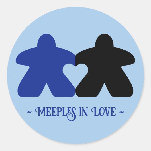 Meeples Verliefd, Blauwe & Zwarte Stickers (Voorkant)