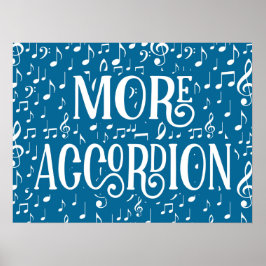 Meer accordeon - blauwe witte muziek poster