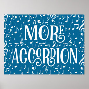 Meer accordeon - blauwe witte muziek poster