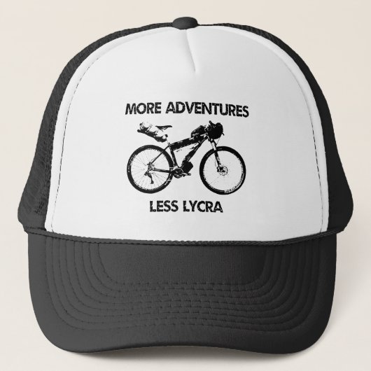 Meer avonturen Minder Lycra Bikepacking Trucker Pet (Voorkant)