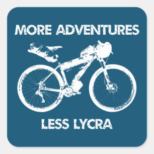 Meer avonturen Minder Lycra Bikepacking Vierkante Sticker