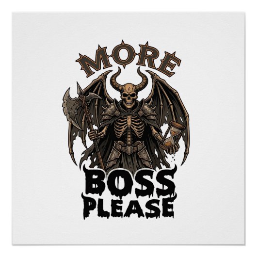 Meer Baas Alsjeblieft Halloween Duivel Skelet Bijl Perfect Poster (Voorkant)