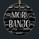 Meer Banjo Chalkboard - Black White Music Keramisch Ornament<br><div class="desc">Een mooi Banjo-ontwerp met een alkbordeffect met een muziekachtergrond voor muzikale notatievellen in zwart-wit.</div>
