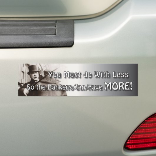 Meer bankiers bumpersticker (Op auto)