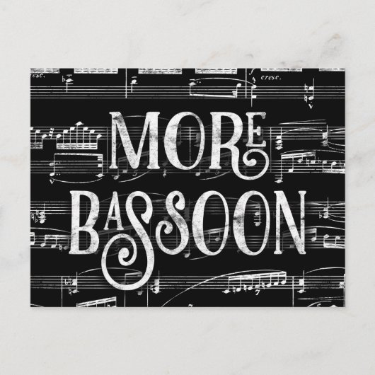 Meer basson-alkboard - zwarte witte muziek briefkaart (Voorkant)