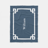 Meer Blauw en Wit Griekse Sleutel Monogram Fleece Deken (Voorkant)