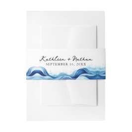 Meer blauw golf trouw buikband uitnodigingen wikkel