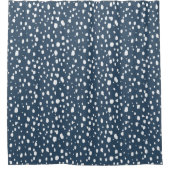Meer Blauwe en Witte Abstracte Stippen Douchegordijn (Voorkant)