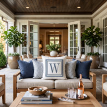 Meer Blauwe en Witte Klassieke Vierkante Monogram