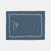 Meer Blauwe Golflijn Monogrammeermerk Fleece Deken (Voorkant (Horizontaal))