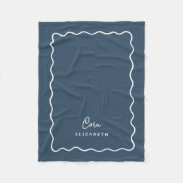 Meer Blauwe Golflijn Monogrammeermerk Fleece Deken