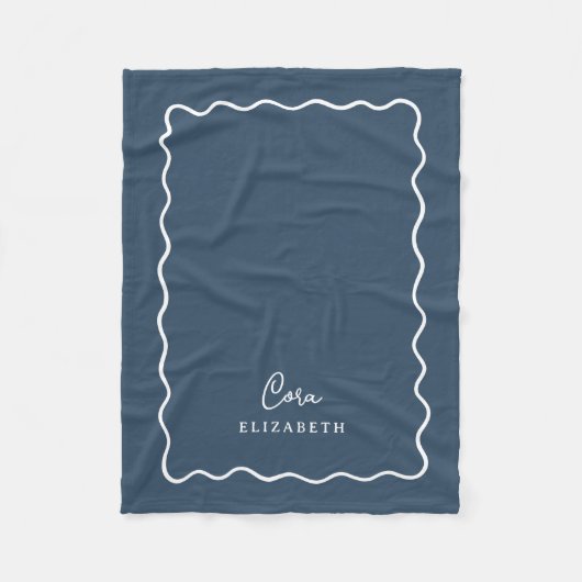 Meer Blauwe Golflijn Monogrammeermerk Fleece Deken (Voorkant)