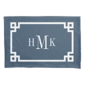 Meer Blauwe Griekse Sleutel Monogram Standaard Paa Kussensloop (Voorkant-Links)