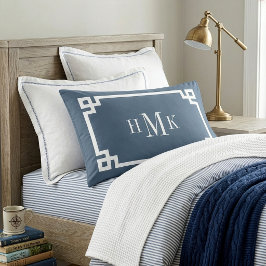 Meer Blauwe Griekse Sleutel Monogram Standaard Paa Kussensloop