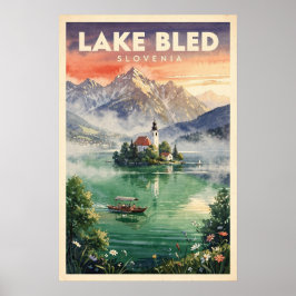 Meer Bled Slovenië Reis uit het verleden Poster