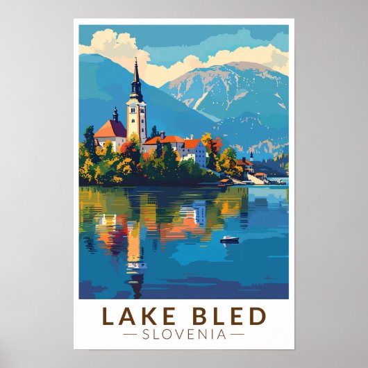 Meer Bled Slovenië Reizen Kunst Vintage Poster (Voorkant)