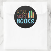 Meer boeken lezen ronde sticker (Tas)