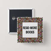 Meer boeken lezen vierkante button 5,1 cm (Voorkant /achterkant)