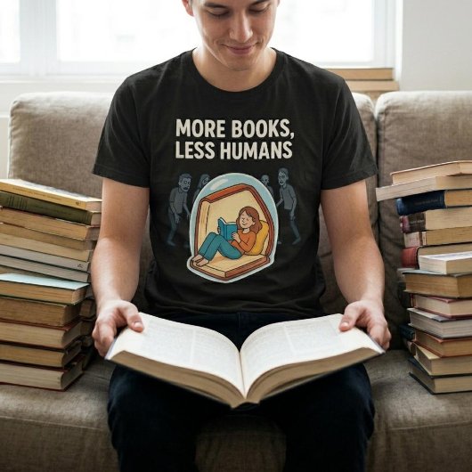 Meer boeken, minder mensen. Lezen T-shirt