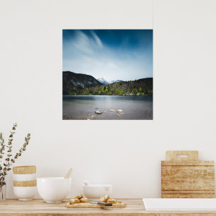Meer Bohinj met Alpen in Slovenië Poster