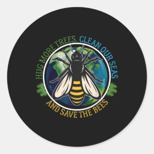 Meer bomen reinigen Zeeen redden bijen Aarde Dag N Ronde Sticker